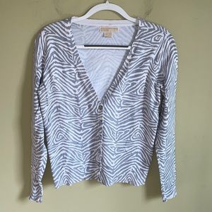 MICHAEL Michael Kors Gray and White Zebra Print Cardigan
